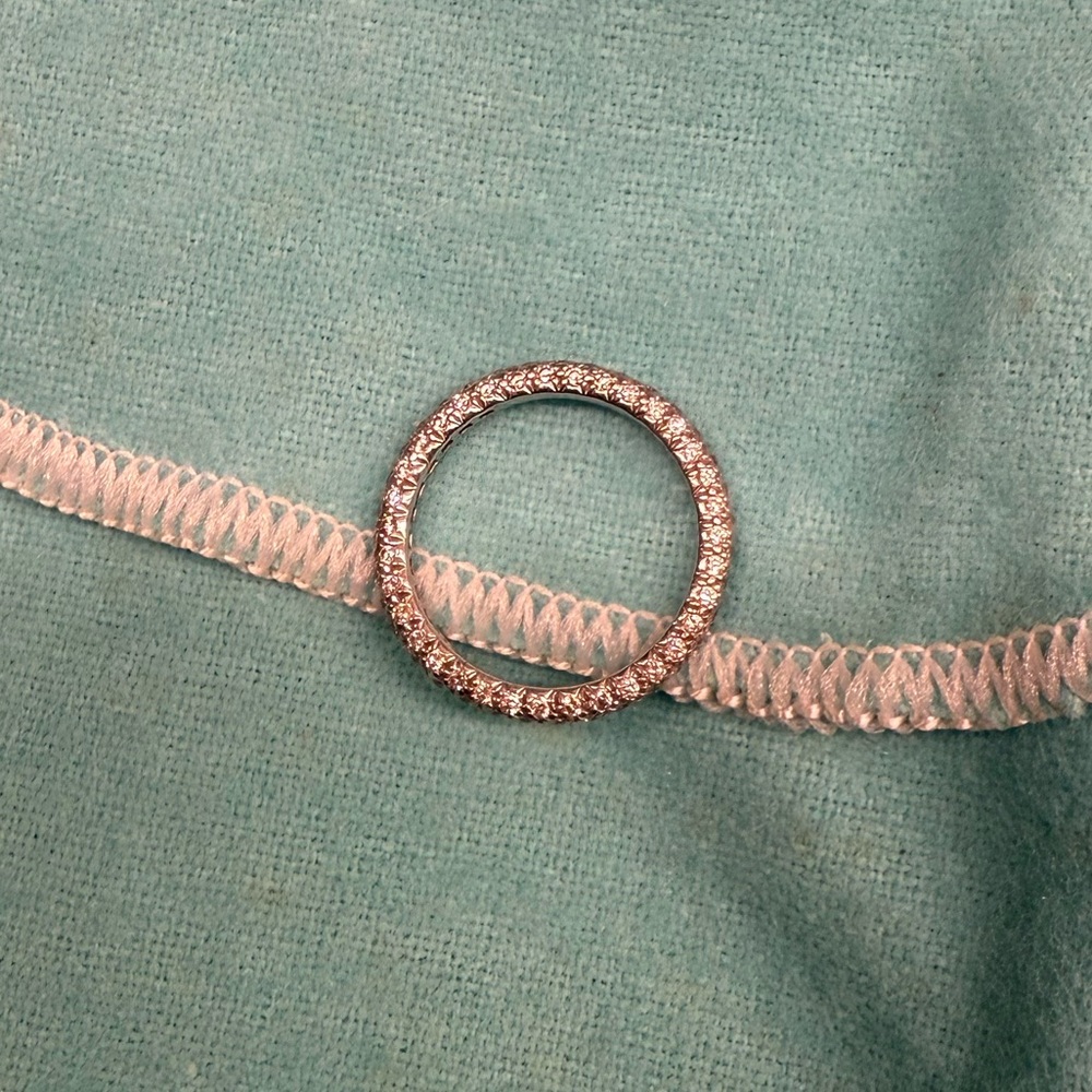 Tiffany & Co. Platinum Etoile 3 row micro pave diamond band; box included!